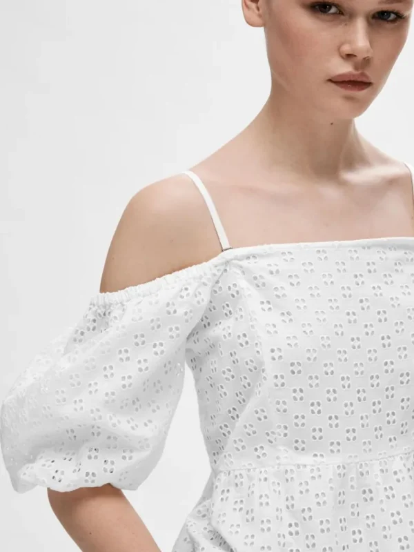 Toppe Og Bluser>SELECTED OFF-SHOULDER TOP White