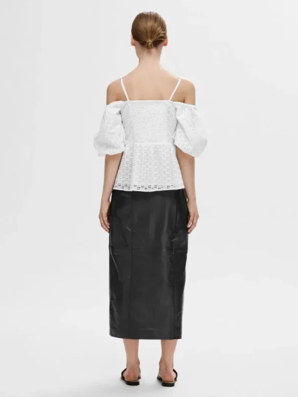 Toppe Og Bluser>SELECTED OFF-SHOULDER TOP White