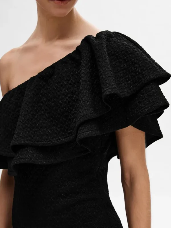 Kjoler>SELECTED ONE-SHOULDER KORT KJOLE Black