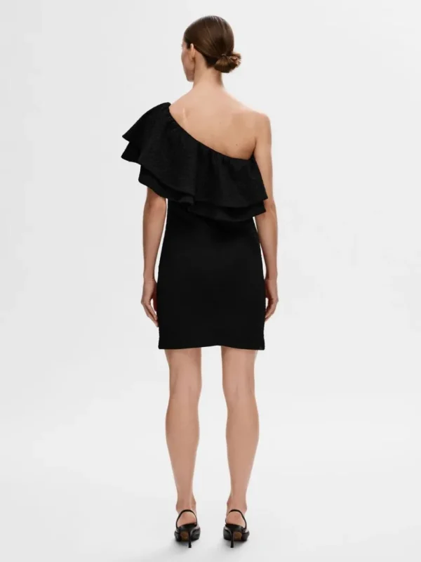Kjoler>SELECTED ONE-SHOULDER KORT KJOLE Black