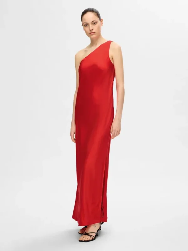 Kjoler>SELECTED ONE-SHOULDER MAXIKJOLE Red