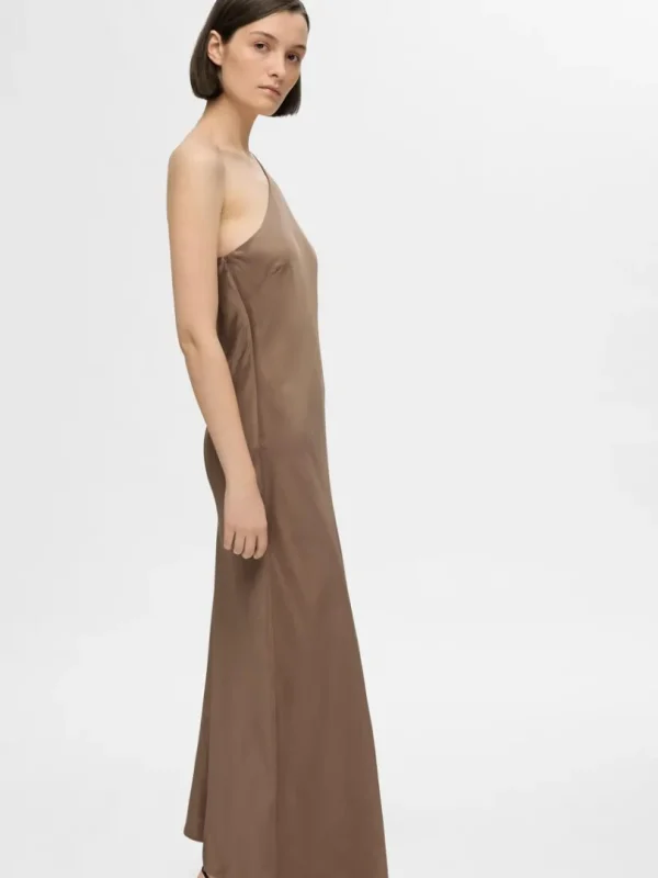 Kjoler>SELECTED ONE-SHOULDER MAXIKJOLE Brown