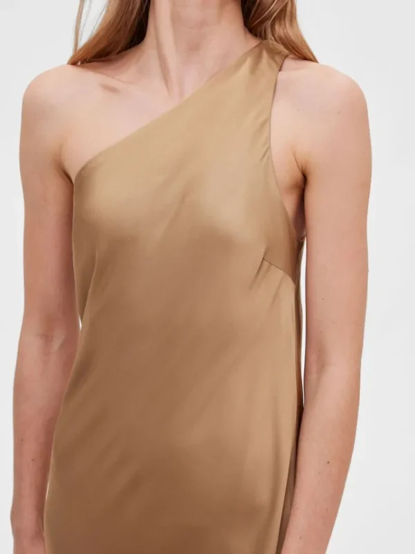 Kjoler>SELECTED ONE-SHOULDER MAXIKJOLE Brown