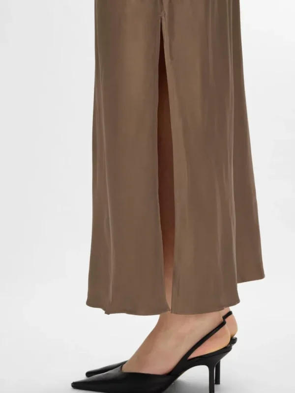 Kjoler>SELECTED ONE-SHOULDER MAXIKJOLE Brown
