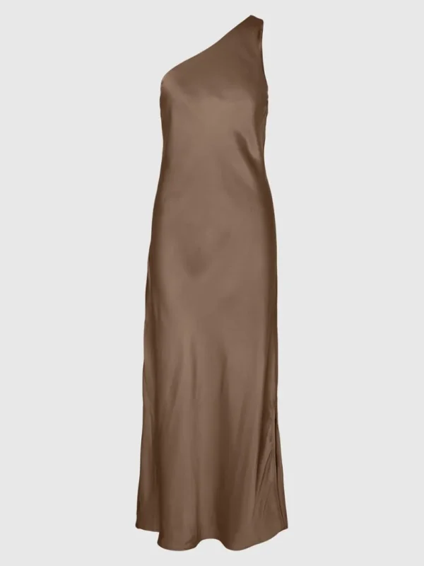 Kjoler>SELECTED ONE-SHOULDER MAXIKJOLE Brown