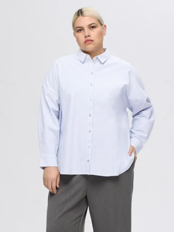 Skjorter>SELECTED OVERSIZE BOMULD SKJORTE Blue