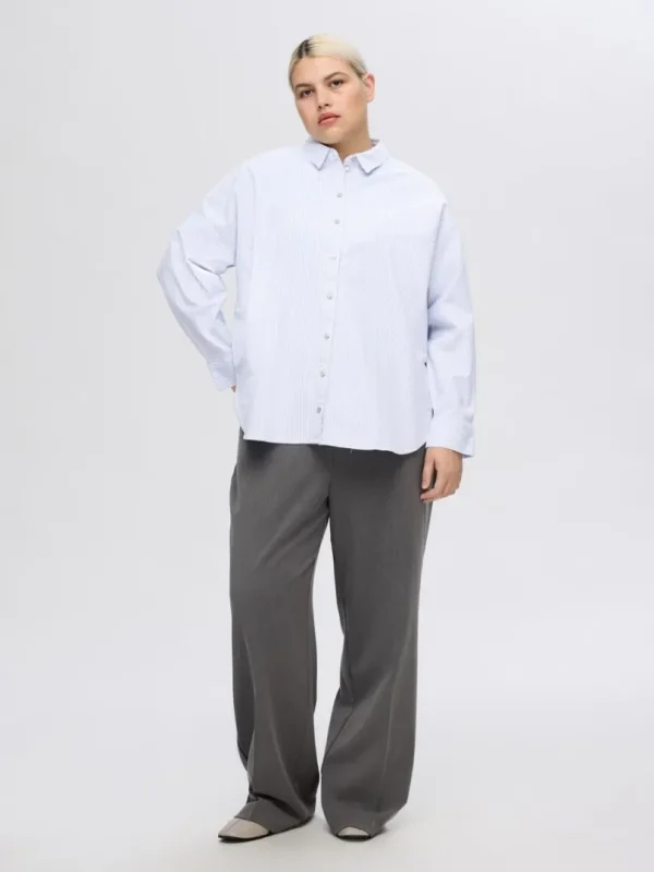 Skjorter>SELECTED OVERSIZE BOMULD SKJORTE Blue