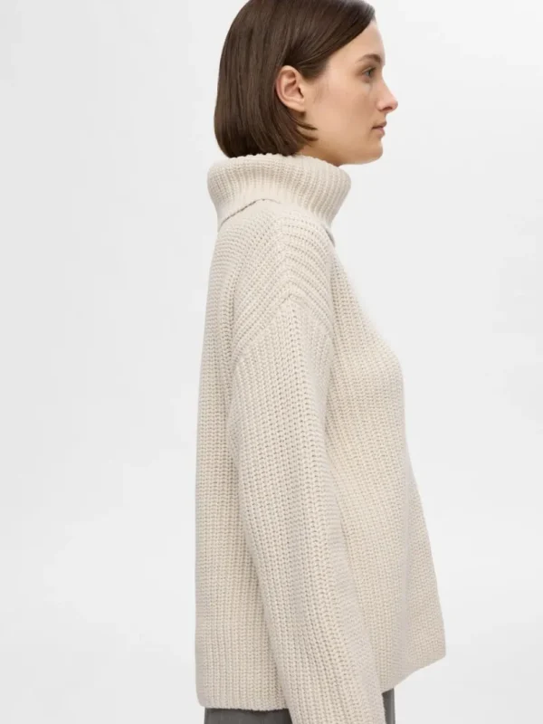 Strik>SELECTED OVERSIZED CHUNKY STRIKKET TRØJE Beige