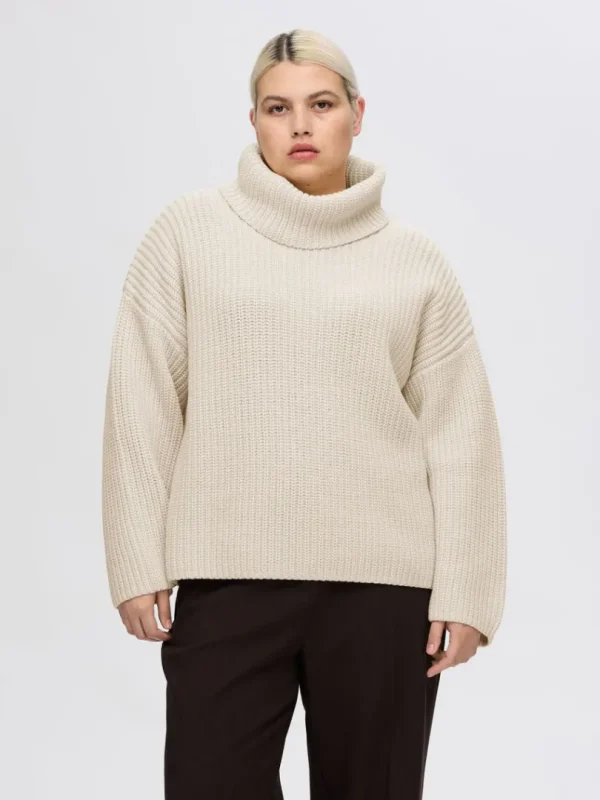 Strik>SELECTED OVERSIZED CHUNKY STRIKKET TRØJE Beige