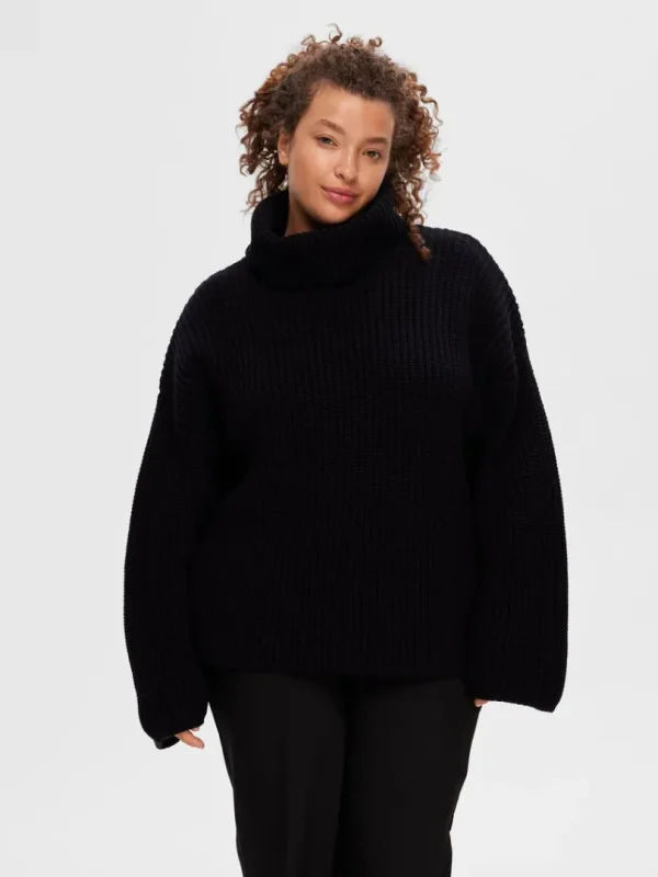 Strik>SELECTED OVERSIZED CHUNKY STRIKKET TRØJE Black