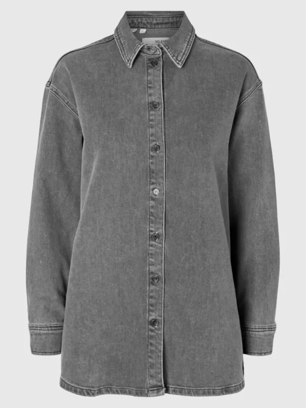 Skjorter>SELECTED OVERSIZED DENIMSKJORTE Grey