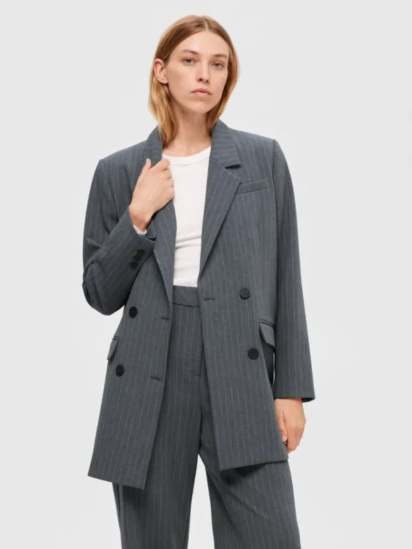 Jakkesæt & Blazers>SELECTED OVERSIZED ENKELTRADET BLAZER Grey