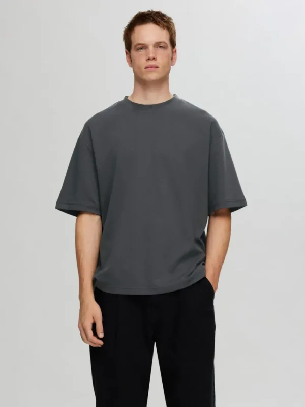 T-shirts>SELECTED OVERSIZED KORTÆRMET T-SHIRT Grey