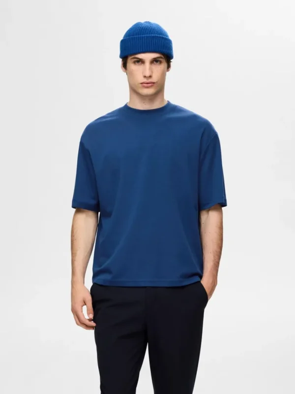 T-shirts>SELECTED OVERSIZED KORTÆRMET T-SHIRT Blue