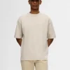 T-shirts>SELECTED OVERSIZED KORTÆRMET T-SHIRT Beige
