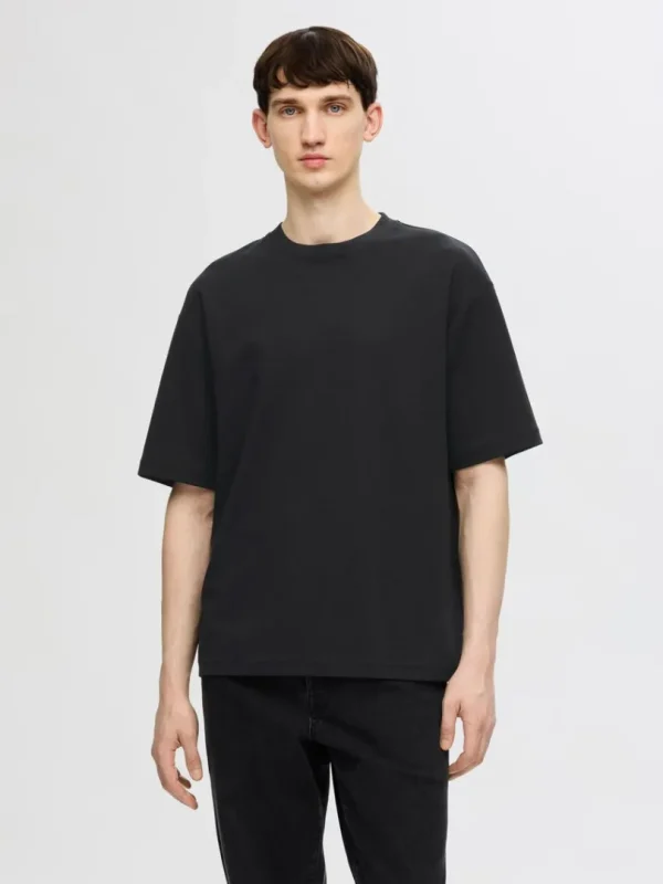 T-shirts>SELECTED OVERSIZED KORTÆRMET T-SHIRT Black