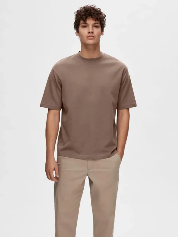 T-shirts>SELECTED OVERSIZED KORTÆRMET T-SHIRT Brown