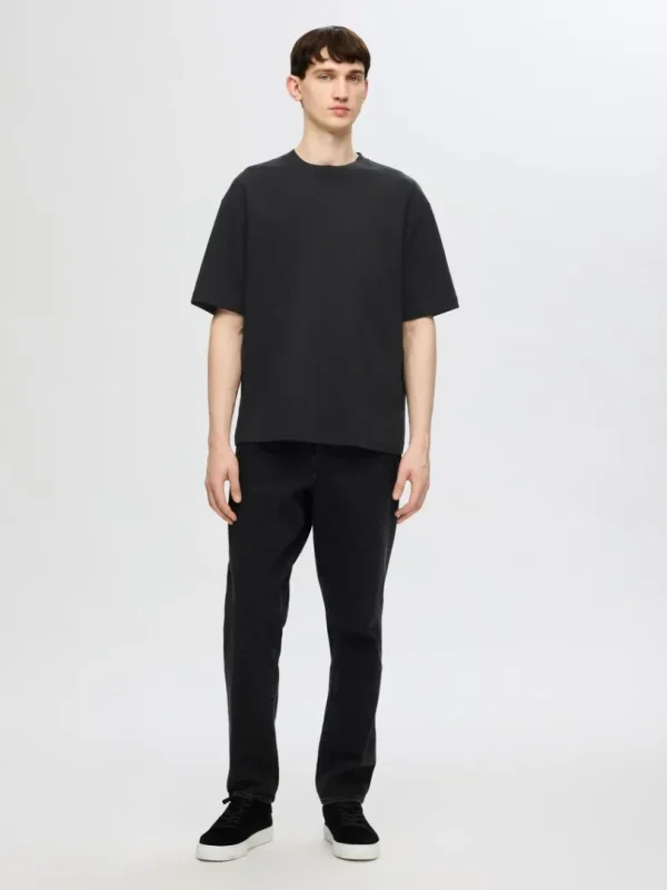 T-shirts>SELECTED OVERSIZED KORTÆRMET T-SHIRT Black