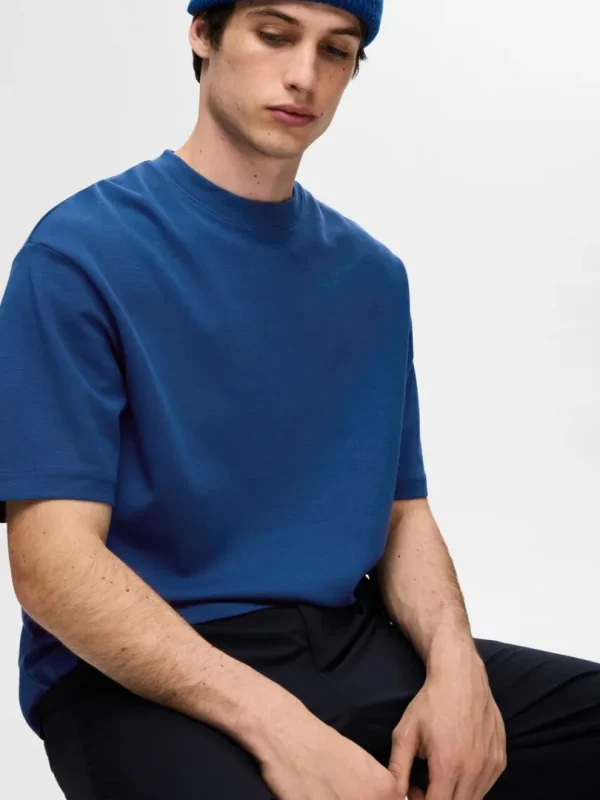 T-shirts>SELECTED OVERSIZED KORTÆRMET T-SHIRT Blue
