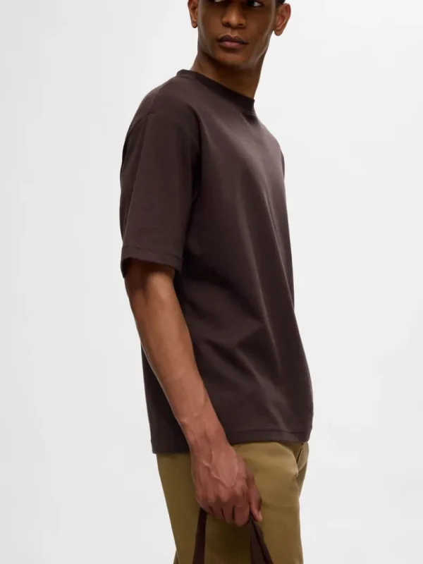T-shirts>SELECTED OVERSIZED KORTÆRMET T-SHIRT Brown