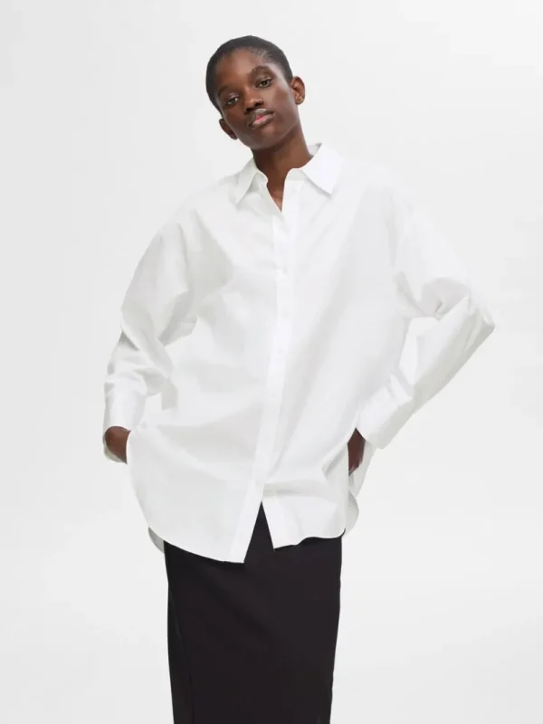Skjorter>SELECTED OVERSIZED LANGÆRMET SKJORTE White