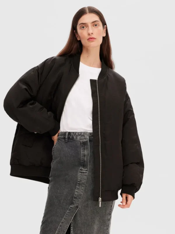 Overtøj>SELECTED OVERSIZED RE:DOWN® BOMBERJAKKE Black