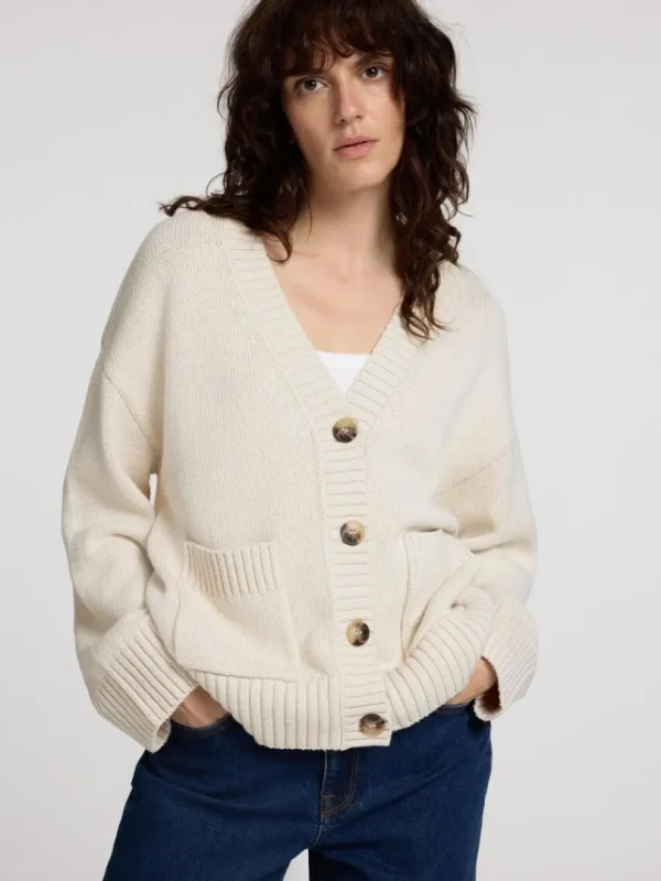 Strik>SELECTED OVERSIZED STRIKKET CARDIGAN Beige