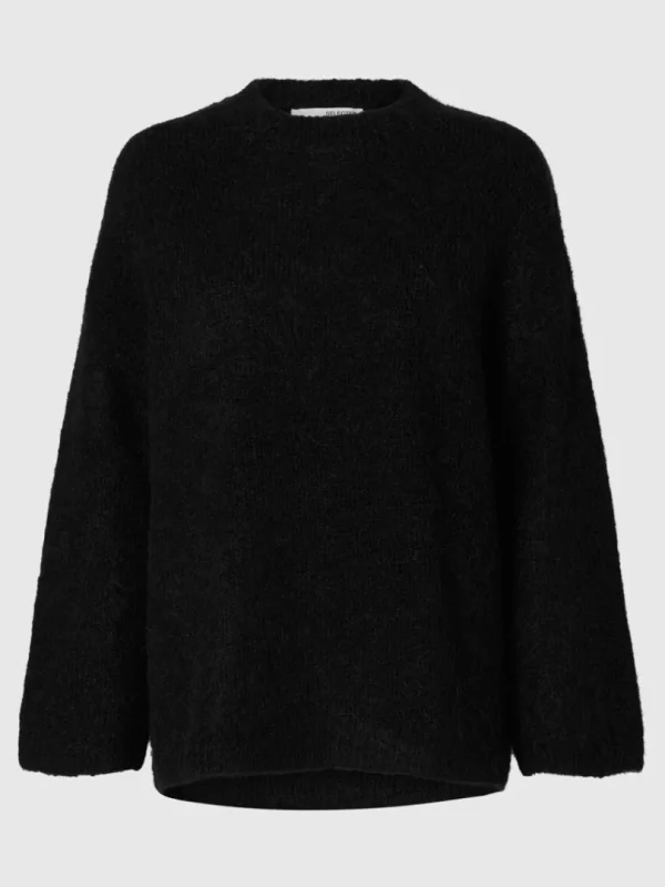 Strik>SELECTED OVERSIZED STRIKTRØJE Black