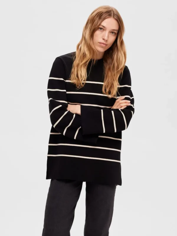 Strik>SELECTED OVERSIZED STRIKTRØJE Black