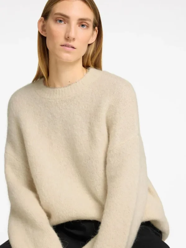 Strik>SELECTED OVERSIZED STRIKTRØJE Beige