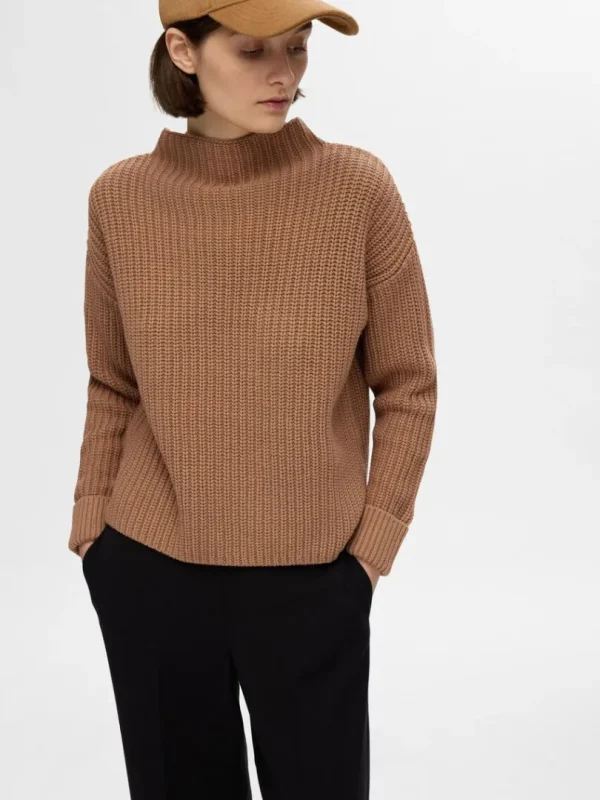 Strik>SELECTED OVERSIZED STRIKTRØJE Brown