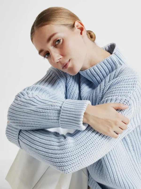 Strik>SELECTED OVERSIZED STRIKTRØJE Blue
