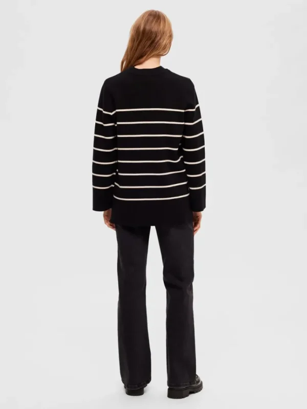Strik>SELECTED OVERSIZED STRIKTRØJE Black