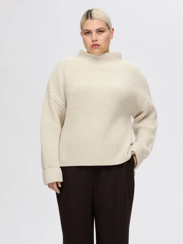 Strik>SELECTED OVERSIZED STRIKTRØJE Beige