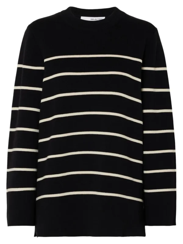 Strik>SELECTED OVERSIZED STRIKTRØJE Black
