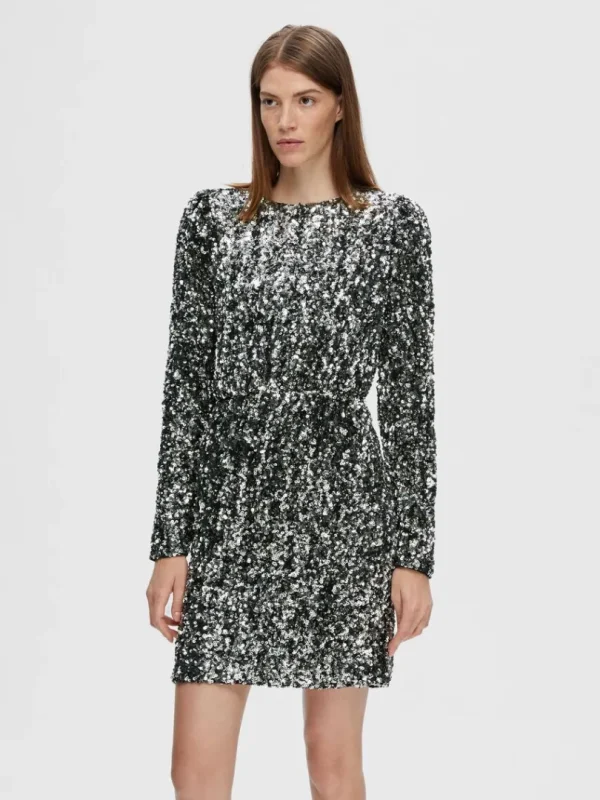 Kjoler>SELECTED PAILLETTER KORT KJOLE Silver