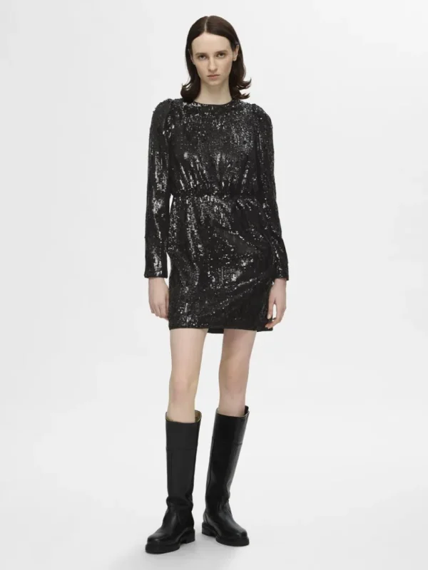 Kjoler>SELECTED PAILLETTER KORT KJOLE Black