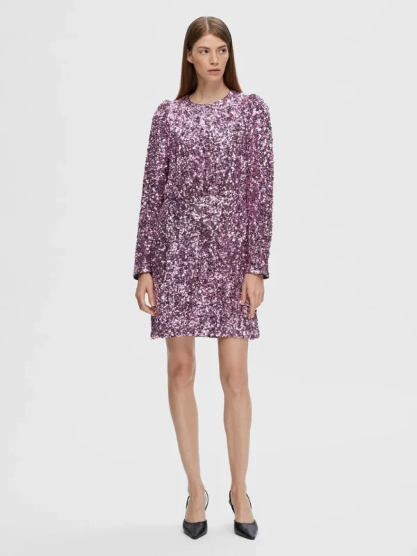 Kjoler>SELECTED PAILLETTER KORT KJOLE Pink
