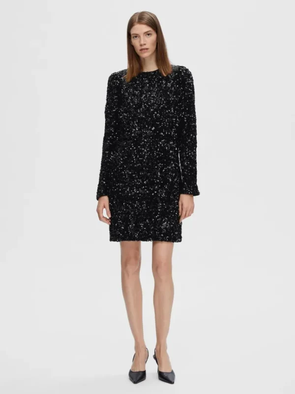 Kjoler>SELECTED PAILLETTER KORT KJOLE Black