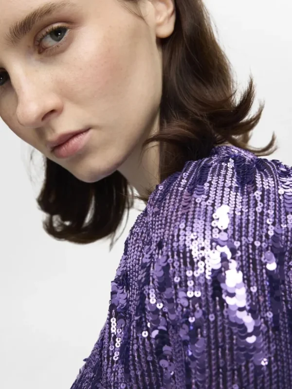 Kjoler>SELECTED PAILLETTER KORT KJOLE Purple