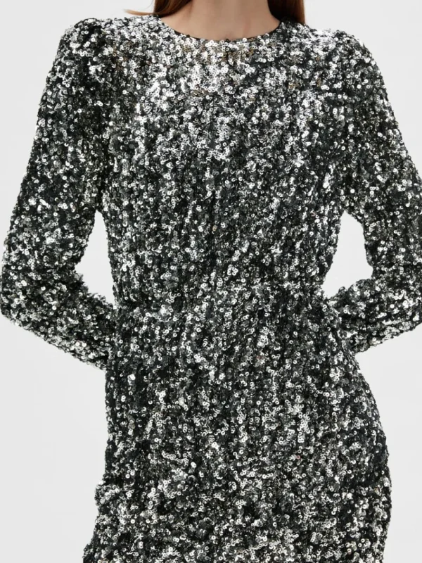 Kjoler>SELECTED PAILLETTER KORT KJOLE Silver
