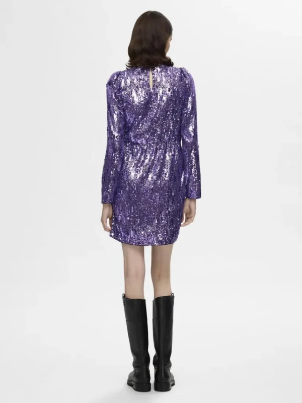 Kjoler>SELECTED PAILLETTER KORT KJOLE Purple