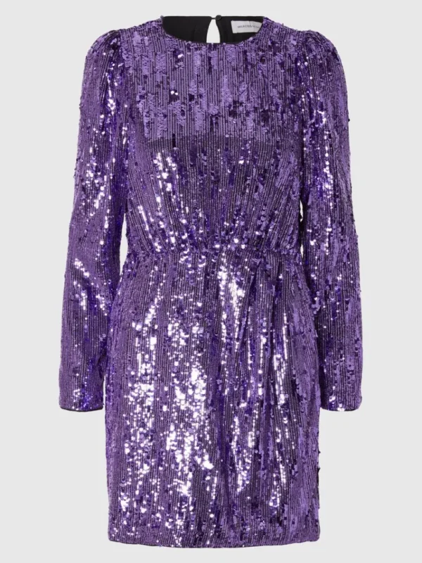 Kjoler>SELECTED PAILLETTER KORT KJOLE Purple