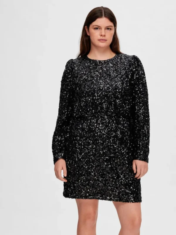 Kjoler>SELECTED PAILLETTER KORT KJOLE Black