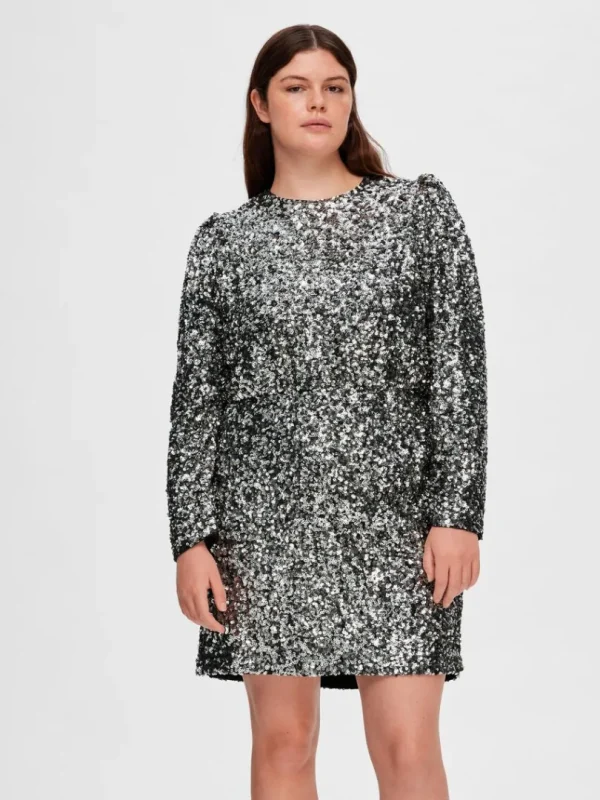 Kjoler>SELECTED PAILLETTER KORT KJOLE Silver