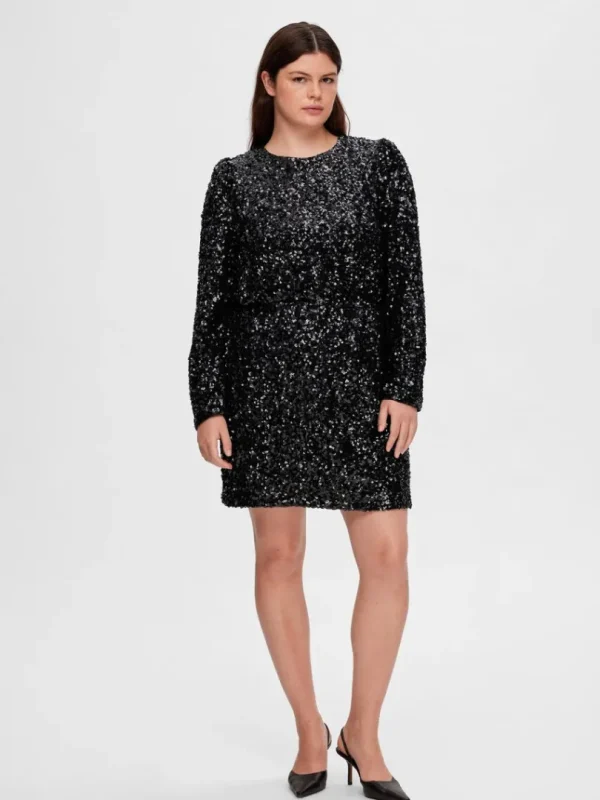 Kjoler>SELECTED PAILLETTER KORT KJOLE Black