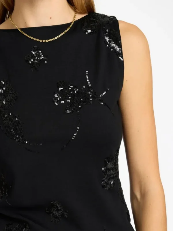Toppe Og Bluser>SELECTED PAILLETTER TOP UDEN ÆRMER Black