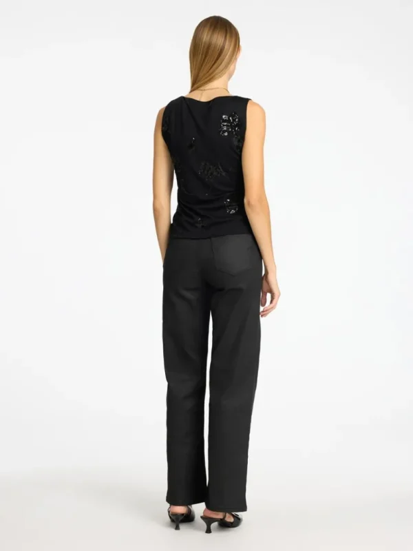 Toppe Og Bluser>SELECTED PAILLETTER TOP UDEN ÆRMER Black