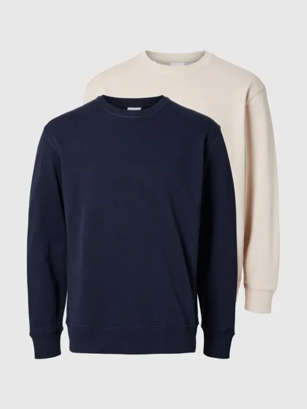 Hættetrøjer & Sweatshirts>SELECTED 2-PAK BOMULD SWEATSHIRT Blue