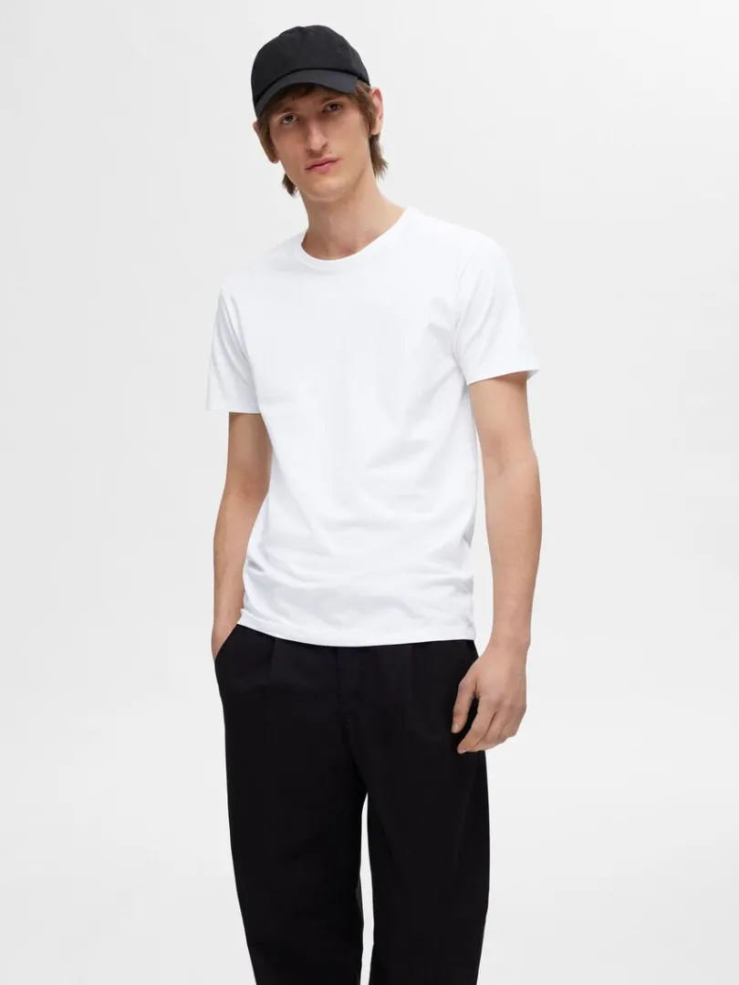 pak_bomuld_tshirt_0-3.webp T-shirts>SELECTED 3-PAK BOMULD T-SHIRT White